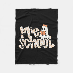 Preschool Teacher Halloween Ghost Teacher Reading  Fleece Blanket