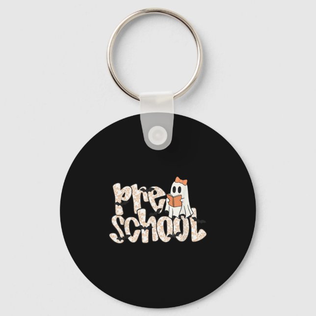Preschool Teacher Halloween Ghost Teacher Reading  Keychain (Front)