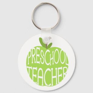 Preschool Teacher Keychain - Green Apple