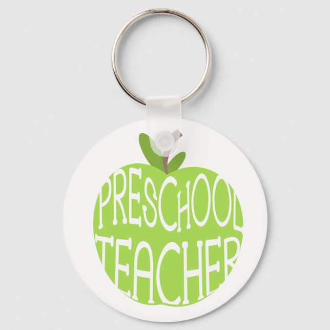 Preschool Teacher Keychain - Green Apple (Front)