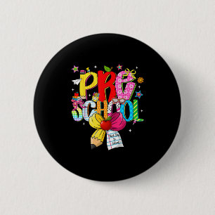 Preschool Teacher Kids Preppy Back To School Presc 2 Inch Round Button