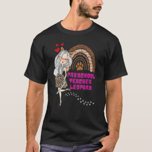 Preschool Teacher Leopard Rainbow Back To School T-Shirt