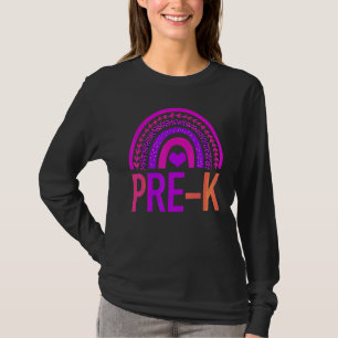 Preschool Teacher Leopard Tie Dye Rainbow Back To  T-Shirt
