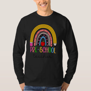 Preschool Teacher Life Pencil Rainbow Back To Sch T-Shirt