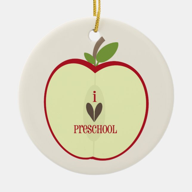 Preschool Teacher Ornament - Red Apple Half (Front)