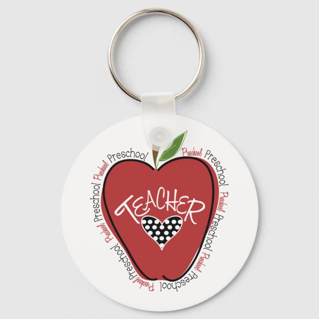 Preschool Teacher Red Apple Keychain (Front)