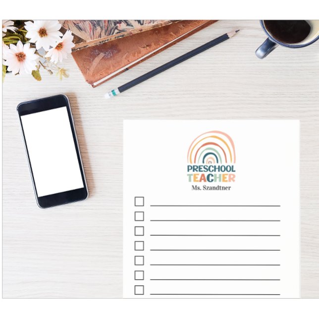 Preschool teacher retro colours boho rainbow post-it notes (Creator Uploaded)