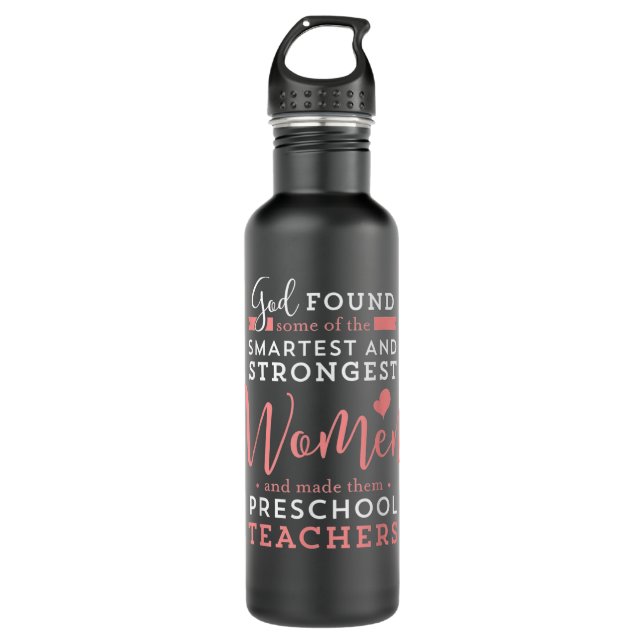 Preschool Teacher Strong Smart God Christian Jesus 710 Ml Water Bottle (Front)