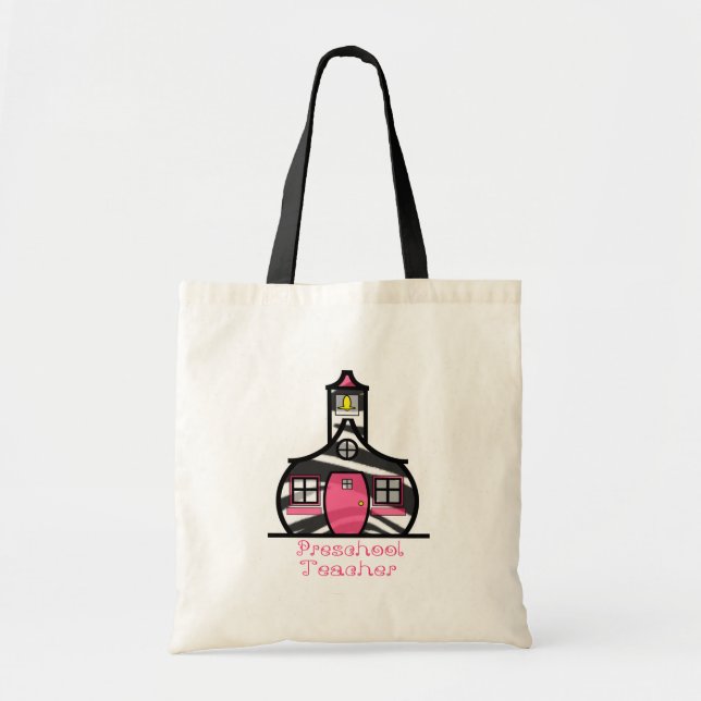 Preschool Teacher Zebra Print Schoolhouse Tote Bag (Front)