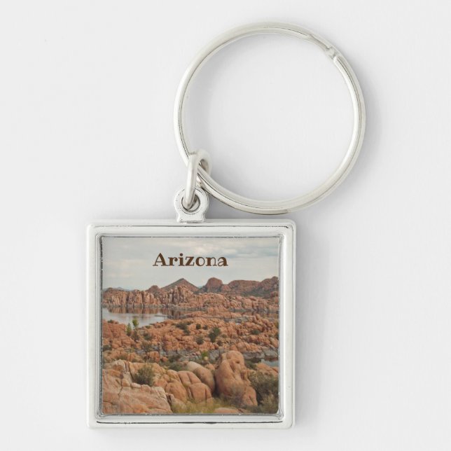 Prescott Arizona Landscape Southwest Red Rock Lake Keychain (Front)