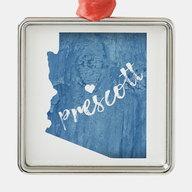 Prescott Arizona Wood Grain Metal Ornament (Front)