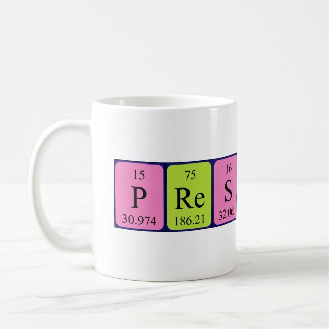 Prescott periodic table name mug (Left)