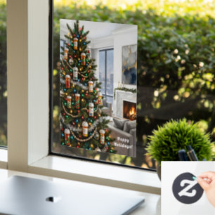 Prescription Bottle Tree Medical Holiday Window Cling