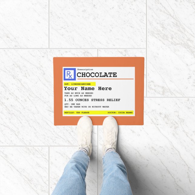 Prescription Chocolate Customized Funny  Doormat (Indoor)