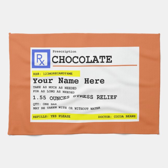 Prescription Chocolate Customized Kitchen Towels (Horizontal)