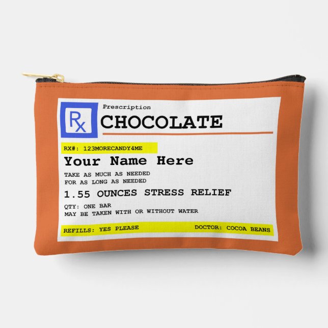 Prescription Chocolate Personalized   Accessory Pouch (Front)