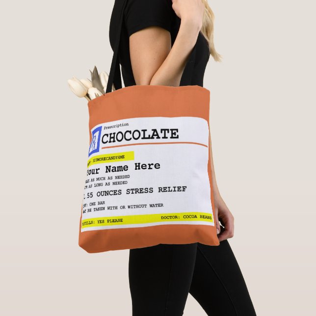 Prescription Chocolate Personalized Humourous  Tote Bag (Close Up)