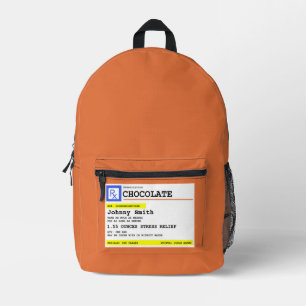 Prescription Chocolate Personalized Patient Name Printed Backpack