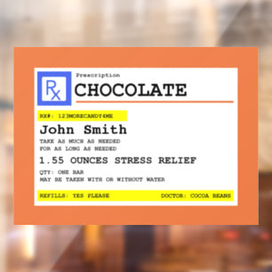 Prescription Chocolate Personalized Patient Name Window Cling