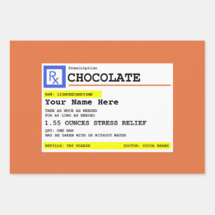 Prescription Chocolate Personalized  Wrapping Paper Sheet