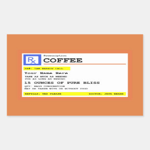 Prescription Coffee Label Personalized Rectangular