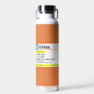 Prescription Coffee Label Personalized  Water Bottle