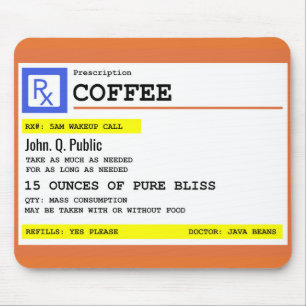 Prescription Coffee Personalized Name Mouse Pad