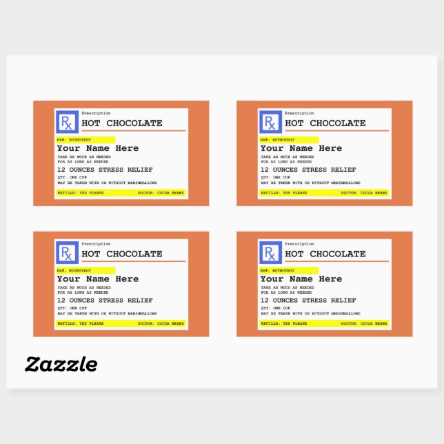 Prescription Hot Chocolate Personalized   Sticker (Sheet)