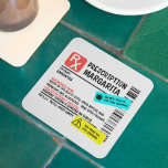 Prescription Margarita Funny Warning Label   Square Paper Coaster<br><div class="desc">This design may be personalized in the area provided by changing the photo and/or text. Or it can be customized by clicking Personalize this Template and then choosing the click to customize further option and delete or change the colour of the background, add text, change the text colour or style,...</div>