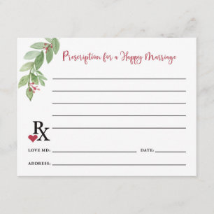 Prescription pour une carte de conseil de mariage