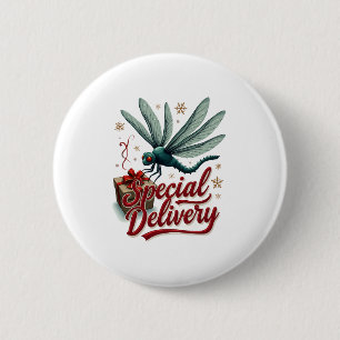 Present Delivery Dragonfly 2 Inch Round Button
