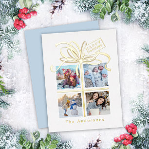 Present Photo Gold Christmas Holiday Card
