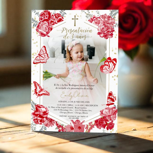 Presentación 3 años Photo Invitation Papillon (Créateur téléchargé)