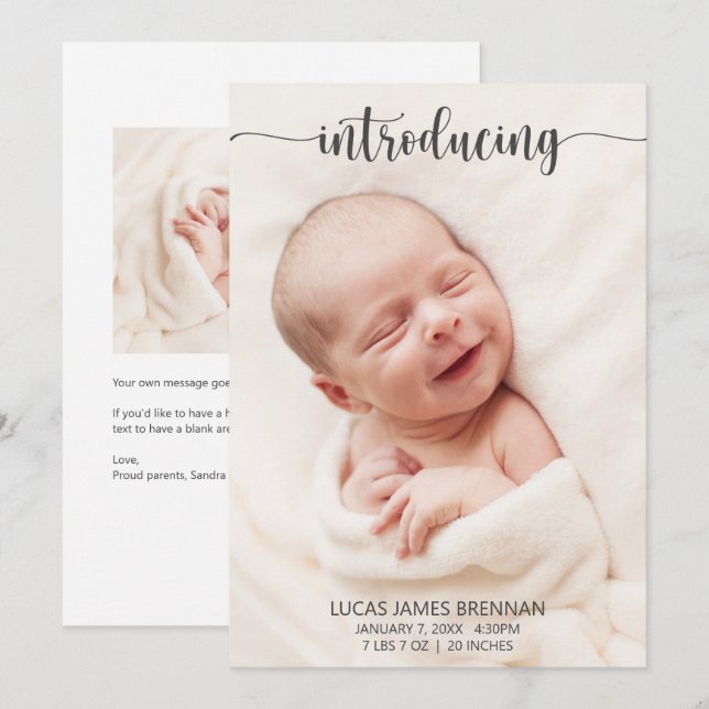 Présentation de Baby Faire-part de naissance Carte (Devant / Derrière)