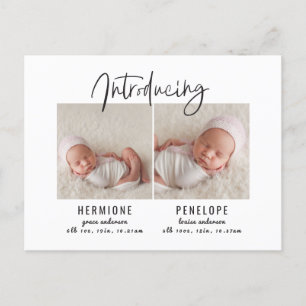 Présentation de faire-part de naissance jumeaux