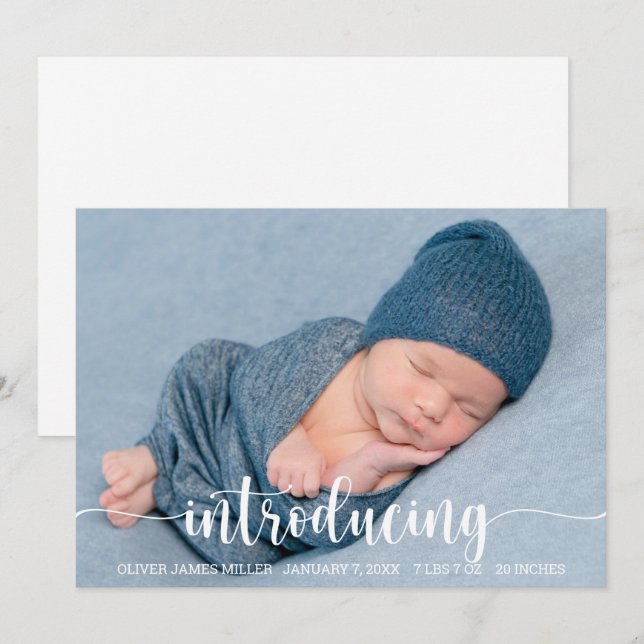 Présentation du bébé - Carte photo Faire-part de n (Devant / Derrière)