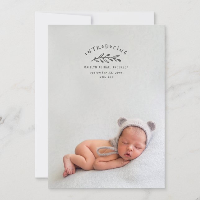 Présentation du faire-part de naissance de photo (Devant)