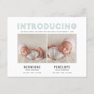 Présentation du faire-part de naissance jumeau