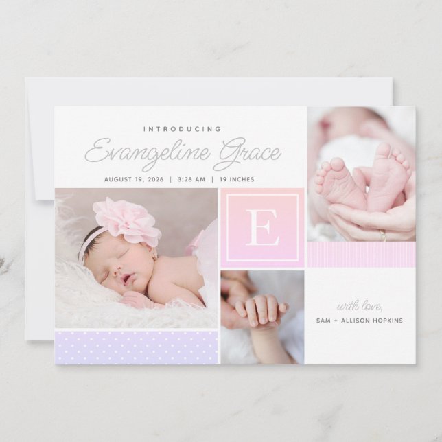 Présentation du Faire-part de naissance multiphoto (Devant)