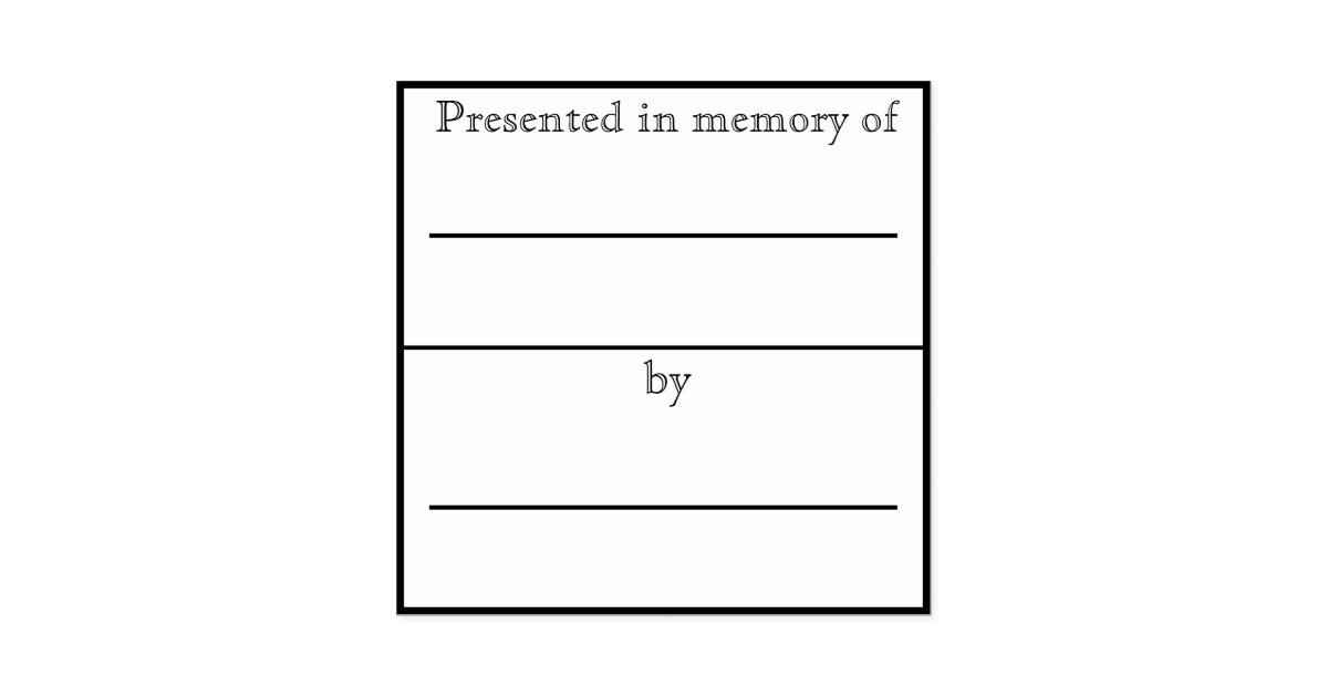 Presented in memory of bookplate rubber stamp zazzle