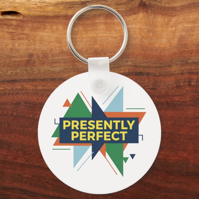 Presently Perfect Abstract Modern Keychain (Back)