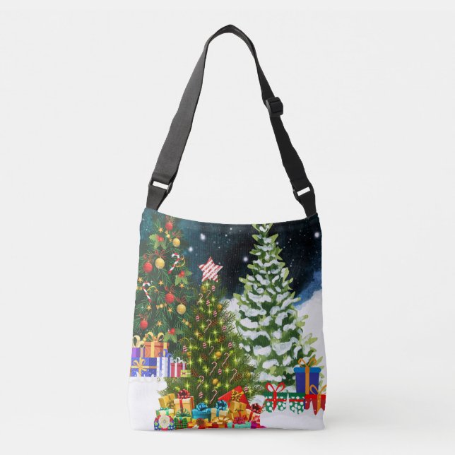 Presents and Christmas Trees Crossbody Bag (Front)