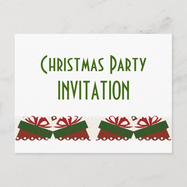 Presents Christmas Party Invitation Postcard (Front)