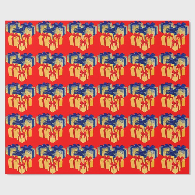 Presents Red Wrapping Paper (Flat)