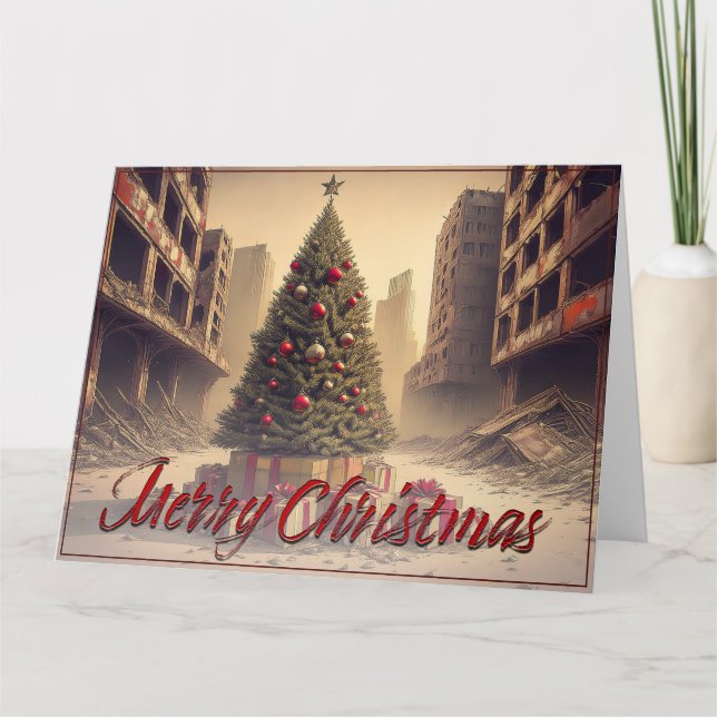 Presents Under a Tree in a Toxic Apocalyptic World Card (Front)