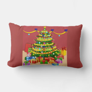 Presents under Christmas Tree Reversible Lumbar Pillow