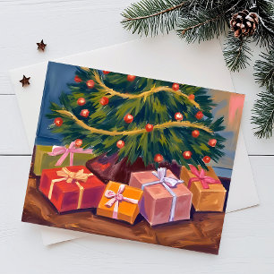 Presents Under the Tree Christmas Postcard