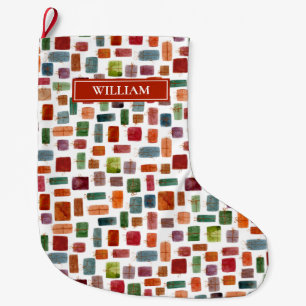 Presents-Watercolor Colourful Gift Box Personalize Large Christmas Stocking