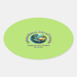 Preserve Our Forests. International Day of Forests Oval Sticker