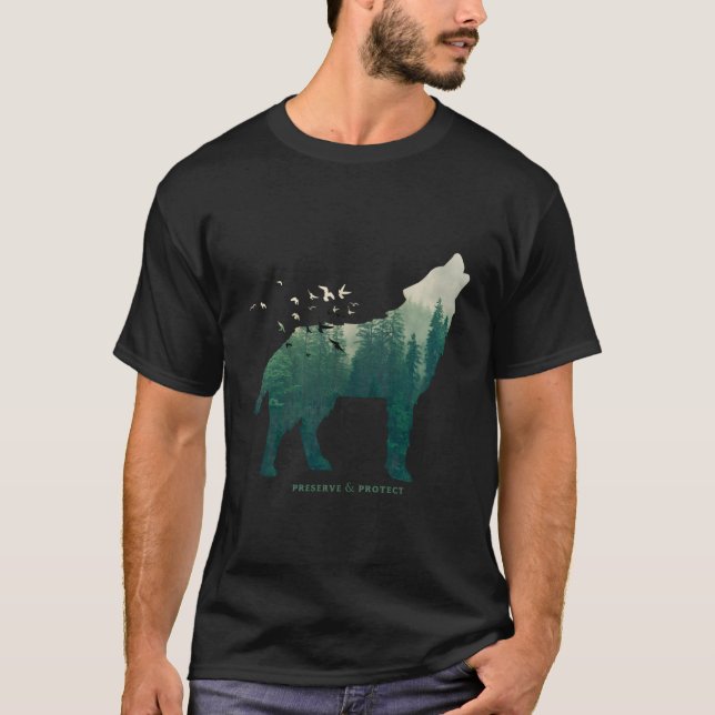 Preserve Protect National Park Wolf T-Shirt (Front)